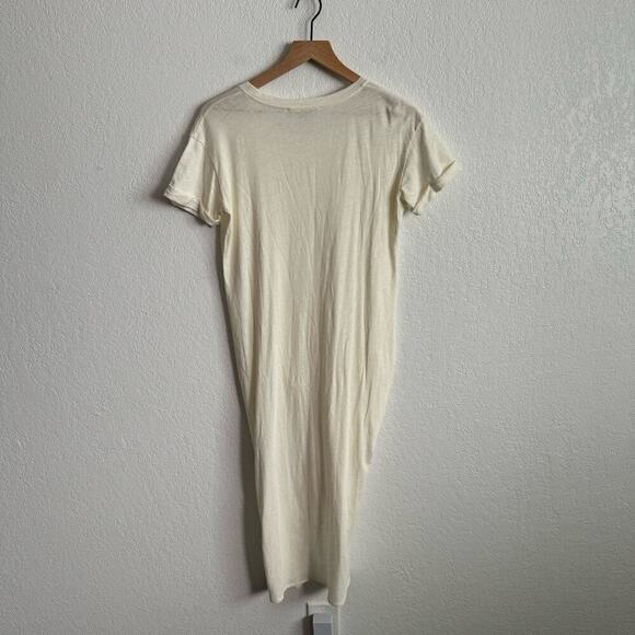 AllSaints T-Rivi Ida Crewneck Short Sleeve Asymmetric Midi T-Shirt Dress Cream S - Picture 5 of 10